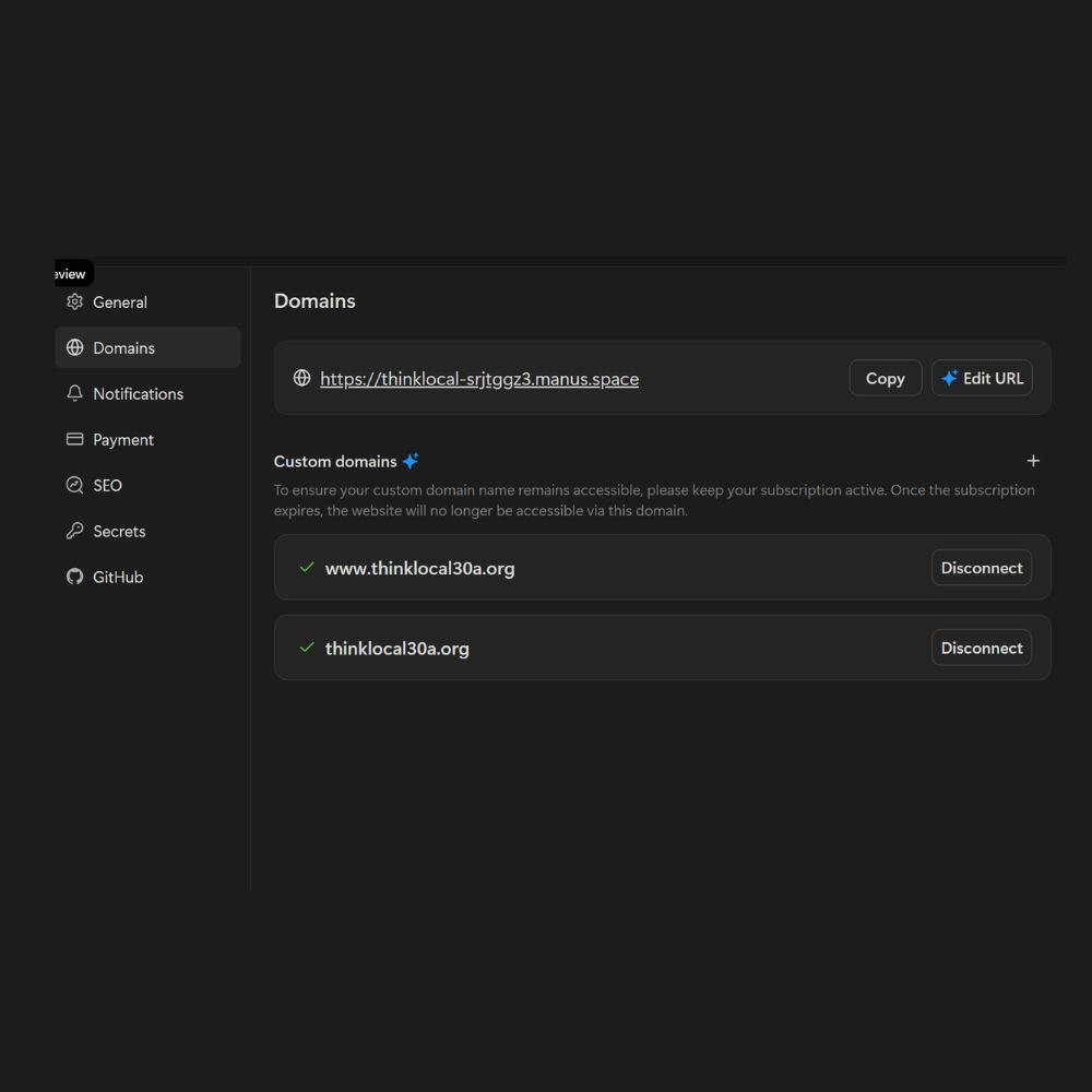 Purchase and Connect Domain to Manus